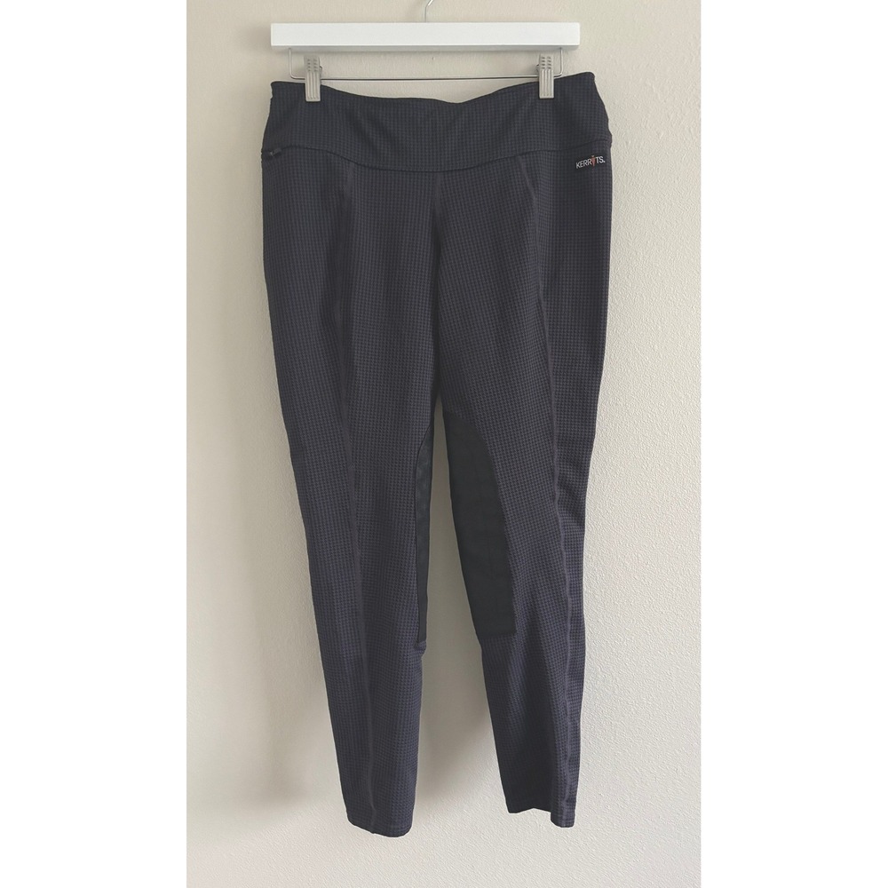 Kerrits Riding Pants Women Large Black Knee Patch Legging Breeches Equestrian